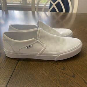 Vans All-White Checkered Slip-Ons